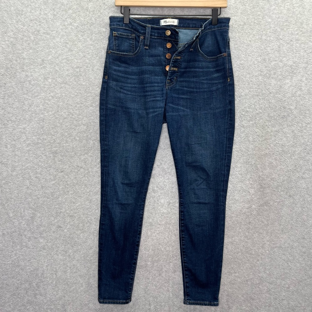 Madewell Jeans Womens 29 Petite Blue 9" High Rise Skinny Button Fly Denim